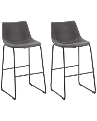 Produktbild von BELIANI Stilvoller Barstuhl 2er Set Dunkelgrau Stoff/Metall 100 cm Retro