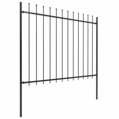 Image de Clôture de jardin avec pointes de lance Acier 6,8 x 1,5 m Noir