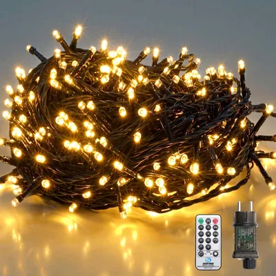 Productafbeelding van Salcar 23 meter, 360 LED-lichtketting, binnen, warm wit licht, 8 lichtmodi en geheugenfunctie. LED-lichtgordijn voor feestjes, ramen, kerst