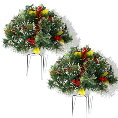 Produktbild von 1/2 künstlicher Weihnachtsbaum mit Stab, UV-beständig, wetterfest, für Garten, Veranda, Terrasse, halbkreisförmig