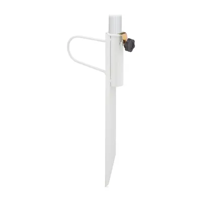 Produktbild von Relaxdays Rasendorn für Sonnenschirm, Stangendicke bis 32 mm, für Garten, Camping, Strand, Schirmständer, Stahl, weiß