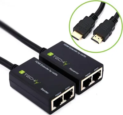 Immagine prodotto di Techly Amplifier HDMI Cat 5e / 6 Compact 30m IDATA EXT-E30D