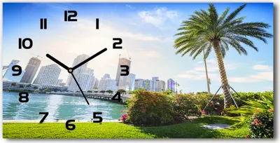 Produktbild von Wanduhr aus Glas – 60x30 cm - Glasbild - Glasuhr - Gehärtetes Glas - schwarze-zeiger - Miami USA