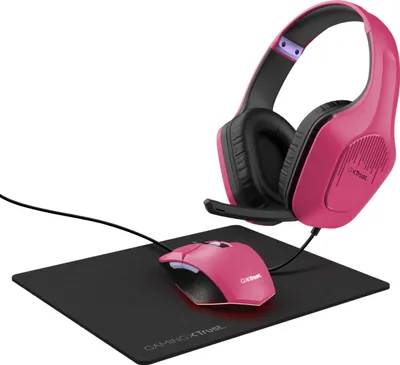 Zdjęcie produktu dla Trust GXT 790, Przewodowa, Gaming, 244 g, Zestaw słuchawkowy, Czarny, Różowy