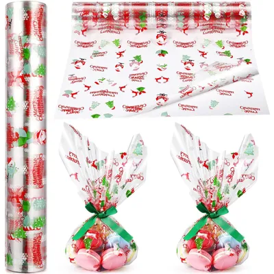 Image de Solidchoice - Film de cellophane transparent pour emballages cadeaux, motif de Noël