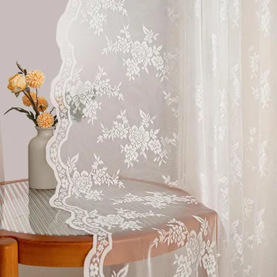 Obrázek produktu pro Záclony, rozměry 245 x 140 cm, 2 kusy, průsvitné, slonovinové barvy, vhodné do obývacího pokoje