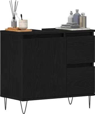 Produktbild von "im Sonderangebot"Waschbeckenschrank/Badschrank Modernes Design - Badezimmerschrank Badmöbel - mit Tür Schwarz Eichen-Optik 65x33x60 cm DEMöbel 8507742