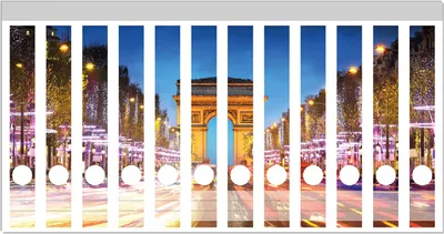 Produktbild von Wallario Ordnerrücken Sticker, selbstklebend für schmale Ordner, 12 Stück, Motiv Arc de triomphe in Paris bei Nacht