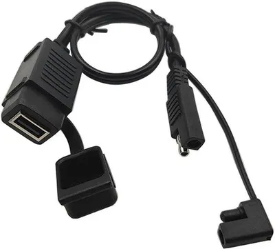 Zdjęcie produktu dla Adapter USB do motocykla – przenośna stacja ładująca z gniazdem 12 V/24 V – wodoodporne złącze USB z kablem do pojazdów ATV/UTV