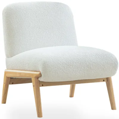 Productafbeelding van Ontspanningsstoel voor vrije tijd, loungestoel, bioscoopstoel, comfortabele stoel van chenille fluweel, Scandinavische stijl, gestoffeerde fauteuil zonder armleuningen