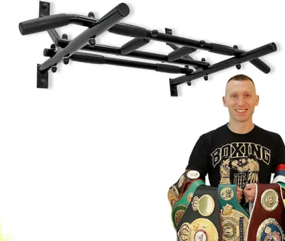 Produktbild von Klimmzugstange Wandmontage Gewinner bis 150 Kg / Schwarz - Pull Up Bar, Gummigriffe - STM