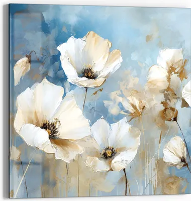 Produktbild von DEQORI Glasbild Echtglas 30x30 cm 'Abstrakte Blütenpracht' Wandbild Bild modern Deko