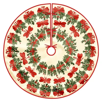 Produktbild von Baumrock für Weihnachten, festlich mit Kiefernbären, rot, gestrickt, 152,4 cm
