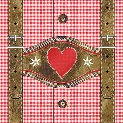 Produktbild von 20 Servietten Lederhosen red - Lederhosen und Hemd rot 33x33cm