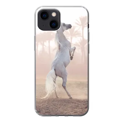 Produktbild von MuchoWow® Handyhülle Schutzhülle Hülle für iPhone 13 mini Pferd - Sand - Palme Silikon Softcase Handy Hülle - Softcase