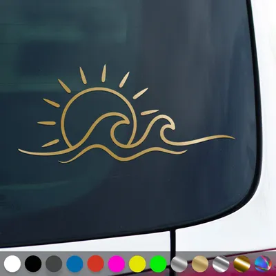 Produktbild von PantherPixel Strand Meer Aufkleber Sonnenschein Camping Sonne Sticker Auto Geschenkidee Farbe Gold