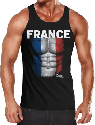 Produktbild von EM Tanktop Herren Fußball Frankreich Flagge Fanshirt Waschbrettbauch MoonWorks®  M