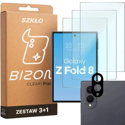 Produktbild von 3x Gehärtetes Glas + Kameraschutz für Galaxy Z Fold8, Bizon Glass Clear Pack