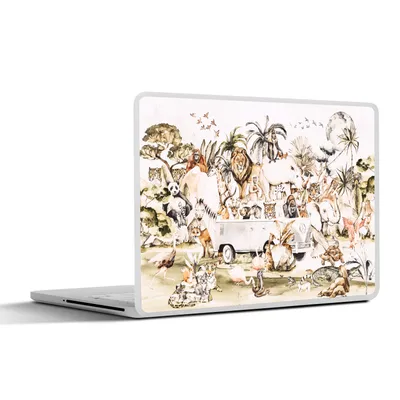 Produktbild von MuchoWow® Laptop Aufkleber Sticker Cover Bus - Tiere - Kinder - Jungen - Mädchen - Palme 36.5x27.5 cm - Laptop-Sticker