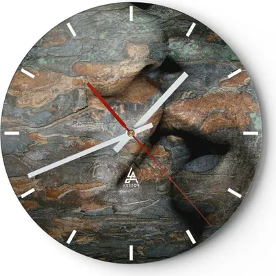 Produktbild von Wanduhr - Rund - Glasuhr - Frau Mann Kuss Abstraktion - 30x30cm - Schleichendes Uhrwerk - Lautlos - zum Aufhängen bereit - Dekoration Modern - Wanddekoration aus Glas - C3AR30x30-2279