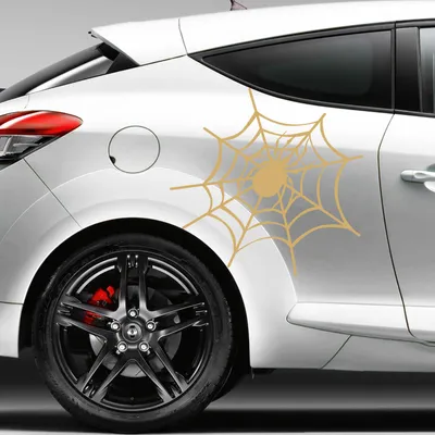 Produktbild von Aufkleber - Autoaufkleber "Spinnennetz" 2er Set, je 60cm x 63cm gold - Tuning Carystyling Heckscheibe Auto