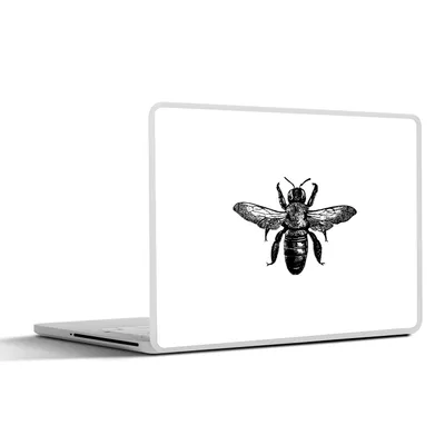 Produktbild von MuchoWow® Laptop Aufkleber Sticker Cover Biene - Insekt - Vintage - Schwarz und weiß 30x21 cm - Sticker für Laptop - Selbstklebend