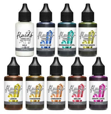 Produktbild von 9x 30 ml Octopus Fluids Resin Ink Set LIGHT, Alcohol Ink für Epoxidharz und UV-Resin