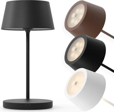 Produktbild von charlique® LED Akku Tischlampe (schwarz) - Dinner Light 24 cm - dimmbare Tischleuchte mit USB, für innen und außen, warmes Licht