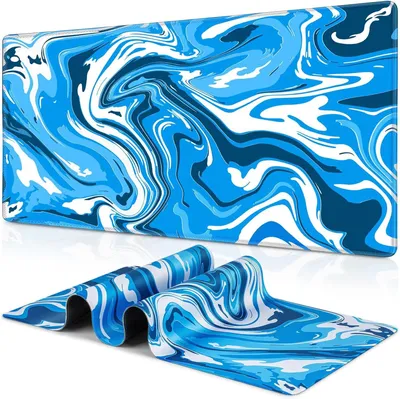 Productafbeelding van Gaming Muismat XXL 900x400mm, Non-Slip Rubber, Randstiksel, Blauwe Desk Mat voor Laptop en Toetsenbord