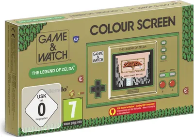 The image shows the retail packaging of the Game & Watch: The Legend of Zelda.