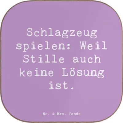 Produktbild von Mr. & Mrs. Panda Untersetzer für Gläser Spruch Schlagzeug Magie - Lavendeltraum - Geschenk, Präsenz, Musiker, Instrument lernen, gläseruntersetzer, Musik, Tasse, Glas