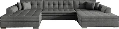 Produktbild von Ecksofa mit Schlaffunktion, Couch für Wohnzimmer, Schlafsofa Sofagarnitur Sofa Eckcouch U-Form Wohnlandschaft mit Bettfunktion VITI (Dunkelgrau  (Sawana05))