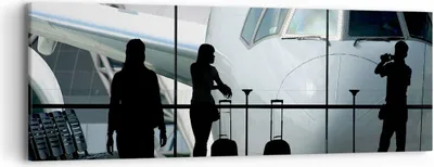 Produktbild von Bild auf Leinwand - Leinwandbild - Flugzeug Flughafen Passagiere - 90x30cm - Wand Bild - Wanddeko - Leinwanddruck - Bilder - Kunstdruck - Wanddekoration - Leinwand bilder - Wandkunst - AB90x30-0130