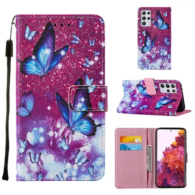 Image de Coque König Design compatible avec le Samsung Galaxy S21 Ultra, en simili cuir, de couleur violette