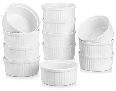 Ramekins 12er-Set, 350 ml, Porzellan, ofenfest, elfenbeinweiß