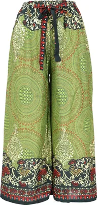 Produktbild von Palazzohose, Schlaghose, Boho Sommerhose, Hippie Goa Hose - Grün, Damen, Viskose, Hosen