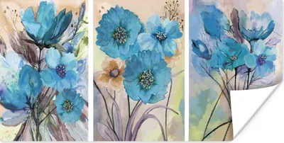 Produktbild von MuchoWow® Poster Malerei - Ölfarbe - Collage - Blumen 150x75 cm - ohne Rahmen