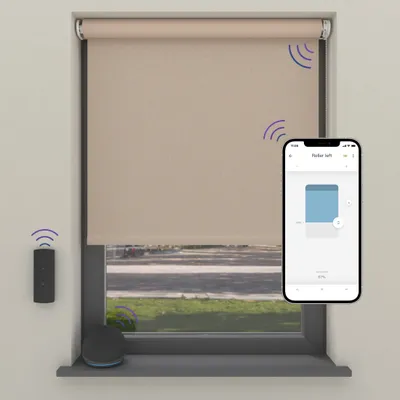 Produktbild von Cocoon Home Elektrisches Rollo 140x190 - Verdunkelnd - Smart - Samt Beige