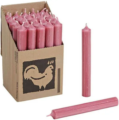 Obrázek produktu pro 25 tyčinkových svíček Starorůžová 180 x 22 mm Svíčka Farm Candle Candle