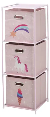 Regal mit 3 Ablagen, Metall, Rosa, 102 cm hoch