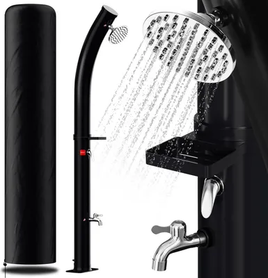 Zdjęcie produktu dla Prysznic solarny Hengda, prysznic basenowy, prysznic ogrodowy 20 l, wygięty prysznic kempingowy do 60°C, prysznic z deszczownicą, prysznic zewnętrzny, prysznic kempingowy, basenowy