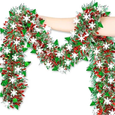 Image de Guirlande de Sapin de Noël avec Flocons de Neige 10 m Décoration de Noël