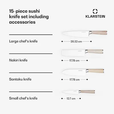 Zdjęcie produktu dla KlarsteinShibui zestaw noży do sushi, 15 części, 4 noże z praktycznymi akcesoriami