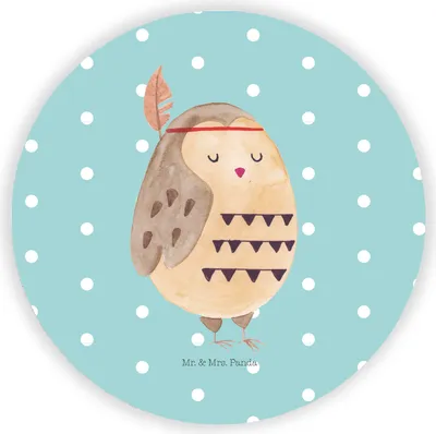 Produktbild von Mr. & Mrs. Panda magnet Eule Federschmuck - Türkis Pastell - Geschenk, Abenteuer, whiteboardmagnet, Dekoration, für magnettafel, Owl, Kühlschrankmagnet, mit motiv, Deko