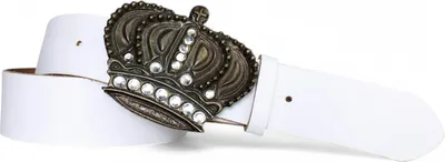 Produktbild von FRONHOFER Trachtengürtel für Damen 4 cm, echt Leder, Krone messingfarben, Strass