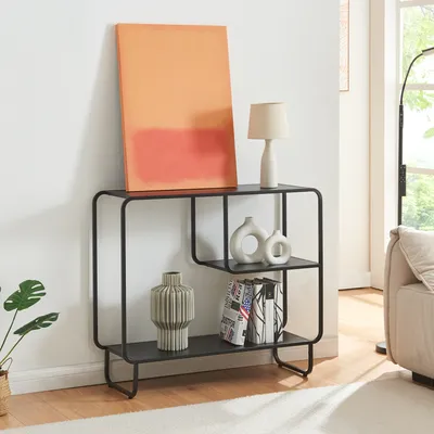Zdjęcie produktu dla Stolik konsolowy 'Færder' metal 92 x 33 x 81 cm czarny mat