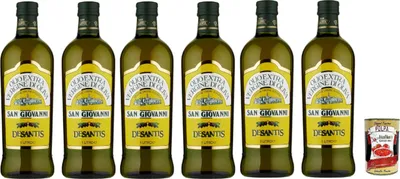 Produktbild von Desantis San Giovanni Olio Extra Vergine di Oliva 1 L – 6er Pack | kalt extrahiert, mild-fruchtig, EU-Oliven – ideal roh & zum Kochen + Italian Gourmet polpa