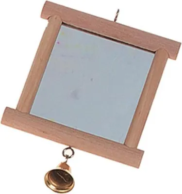 Obrázok produktu pre Hračka vták zrkadlo v drevenom ráme, Flamingo 13x10cm