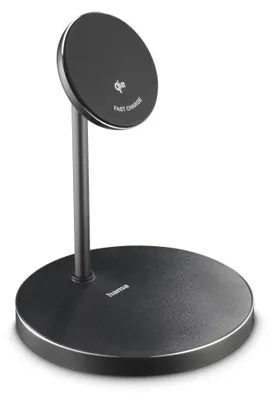 Immagine prodotto di Caricatore wireless HAMA Qi2, ricarica rapida induttiva, supporto per stazione di ricarica, 15 W (00201737)