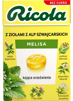 Obrázok produktu pre Ricola citrónovo-mätové bylinné cukrovinky, bez cukru, 27,5 g
